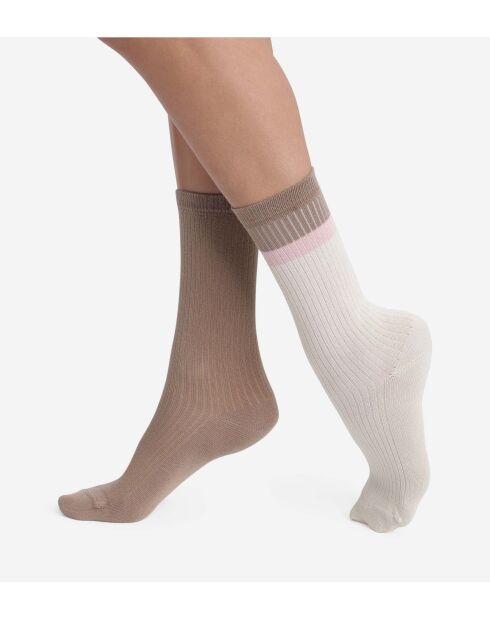 2 pares de calcetines Modal Fancy Taupe