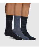 3 Paires de Chaussettes Cotton Style Rayures Et Pois multicolores