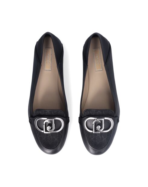 Ballerines Emel en cuir à logo oversize Noires