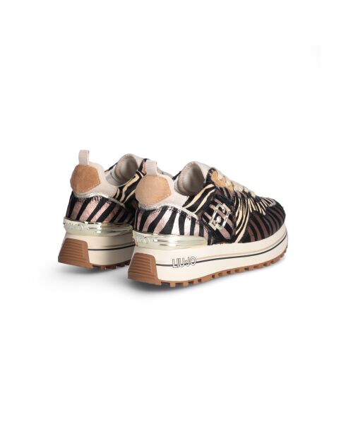 Baskets en Cuir Maxi Beige/Marron/Nude