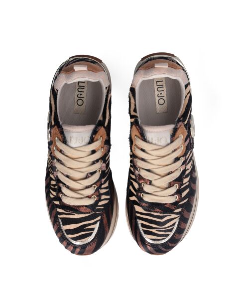 Baskets en Cuir Maxi Beige/Marron/Nude