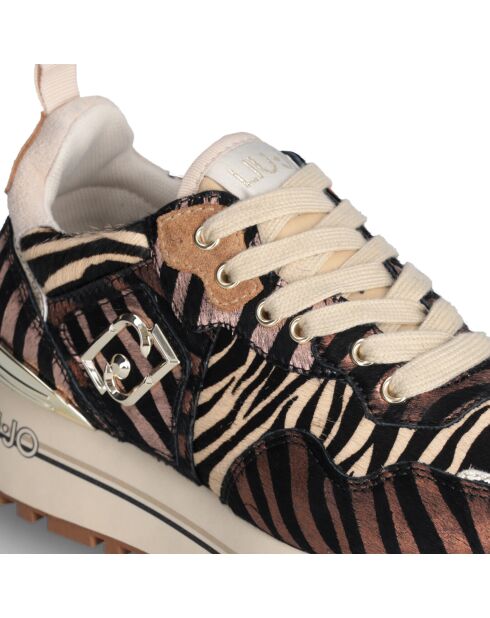 Baskets en Cuir Maxi Beige/Marron/Nude