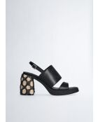 Sandales a talon Gisele en cuir Noires