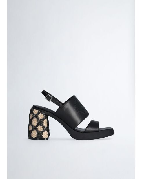 Sandales a talon Gisele en cuir Noires