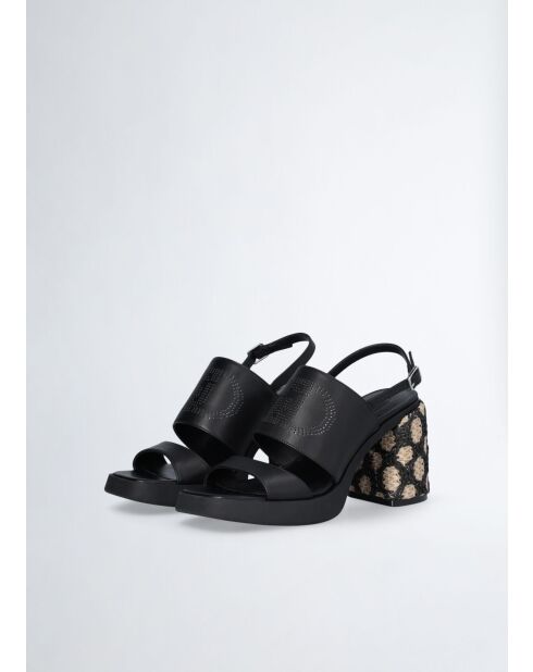 Sandales a talon Gisele en cuir Noires