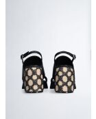 Sandales a talon Gisele en cuir Noires