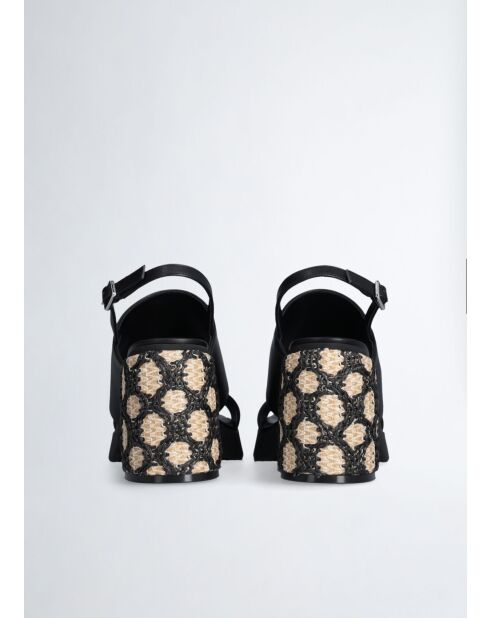 Sandales a talon Gisele en cuir Noires