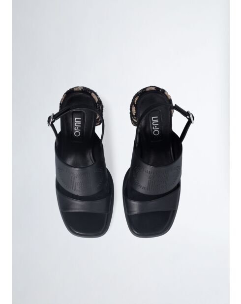 Sandales a talon Gisele en cuir Noires