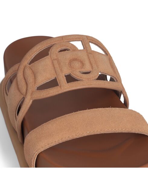 Loren sandalen van walnootkleurig suède