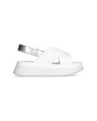 Sandales Dreamy en cuir à plateforme audacieuses Blanc/argenté