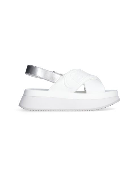 Sandales Dreamy en cuir à plateforme audacieuses Blanc/argenté