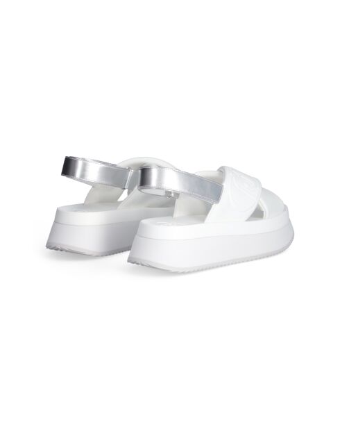 Sandales Dreamy en cuir à plateforme audacieuses Blanc/argenté