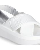 Sandales Dreamy en cuir à plateforme audacieuses Blanc/argenté