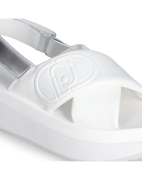 Sandales Dreamy en cuir à plateforme audacieuses Blanc/argenté