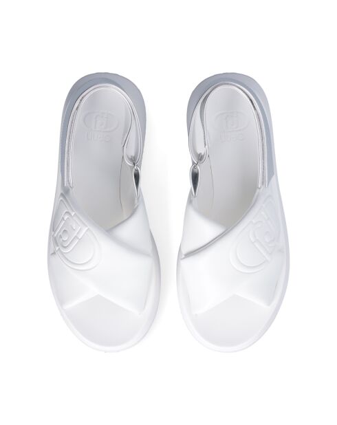 Sandales Dreamy en cuir à plateforme audacieuses Blanc/argenté