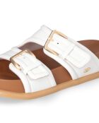 Cremefarbene Loren Veloursledersandalen