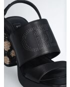 Sandales a talon Gisele en cuir Noires