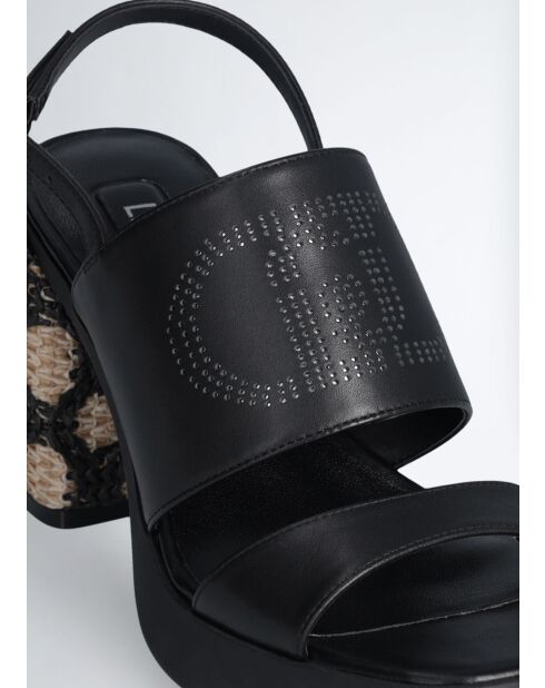 Sandales a talon Gisele en cuir Noires