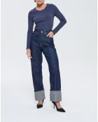 Marineblauw T-shirt met lange mouwen Amui