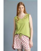 Ärmelloser Pyjama mit grünem Erdbeerfeldmuster