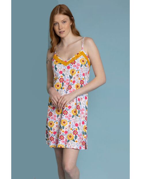 Camicia da notte decorata con fiori multicolori
