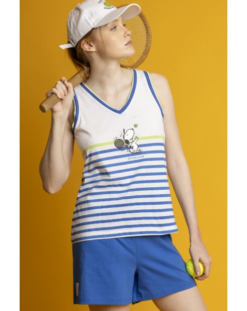 Ärmelloser Peanuts-Pyjama, ideal für blaues Tennis