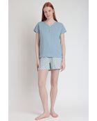 Pijama griego azul de manga corta