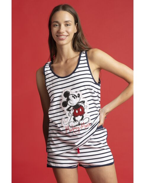 Pigiama senza maniche con toppa Navy Mickey