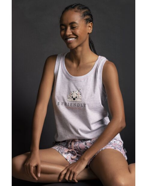 Disney pyjama zonder mouwen, grijs dalmatisch jaspispatroon