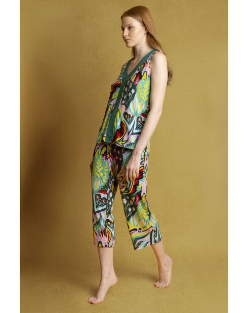 Luxe veelkleurige luxe mouwloze hippie-pyjama