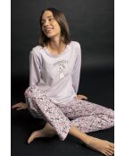 Jaspergrijze pyjama met lange mouwen en dalmatiërpatroon