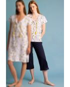 Blauer marineblauer Pyjama mit offenen Ärmeln