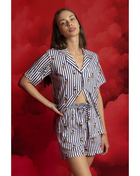 Disney zomerpyjama, Mickey Mouse-patroon, korte open mouwen. blauw