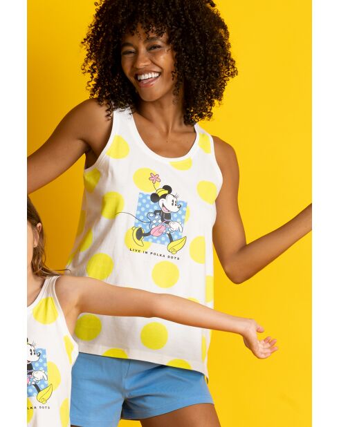 Gele mouwloze pyjama zonder mouwen van Disney met stippen