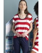 Pijama de manga corta, rojo y azul marino