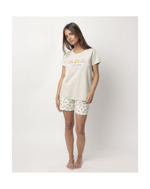 Pigiama beige a maniche corte La Dolce Vita