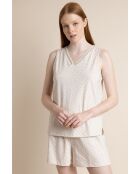 Beige mouwloze pyjama zonder mouwen van biologisch katoen