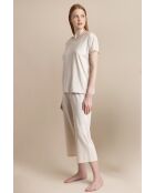 Klassieke beige pyjama van biologisch katoen met stippen en verlaagde mouwen