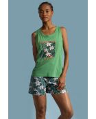 Ärmelloser Pyjama, grünes Sonnenblumenmuster