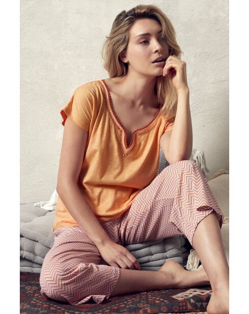 Pijama naranja Missoni con mangas cortas naranjas