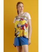 Witte vintage pyjama met korte mouwen van Donald Disney