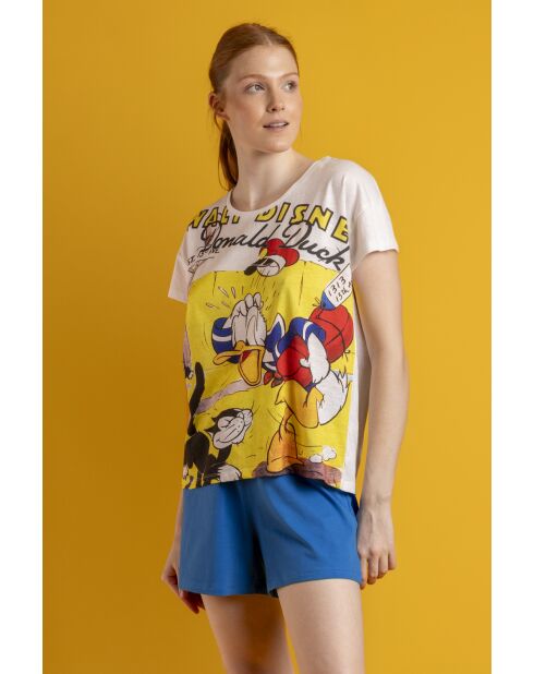 Witte vintage pyjama met korte mouwen van Donald Disney