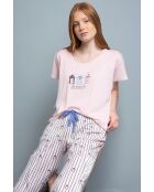 Pigiama rosa a maniche corte Beach Life