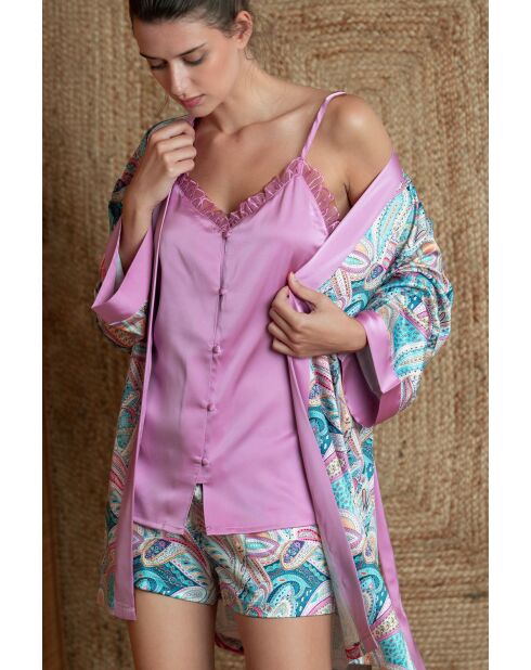 Déshabillé d'été à manches longues en cachemire bleu