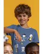 Pyjamas à manches courtes Peanuts, thème fête et amis bleu
