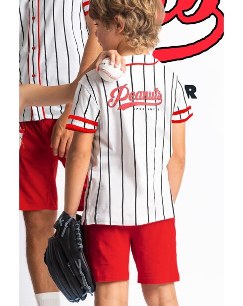 Snoopy Strike witte pyjama met open korte mouwen