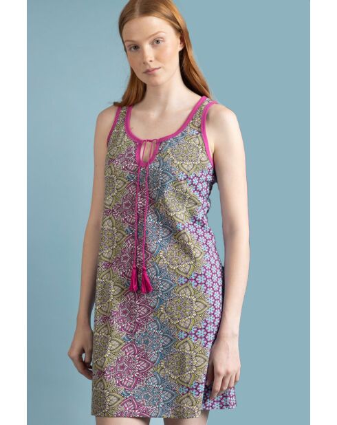 Lilafarbenes ärmelloses Kleid mit Mandala-Blumen