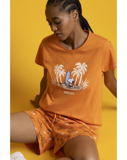 Pijama de verano de manga corta naranja Peanuts Summer Beagle