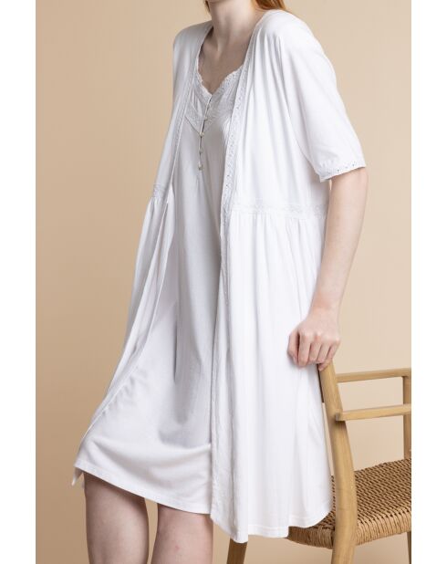 Déshabillé à manches courtes classic Dream Bridge blanc