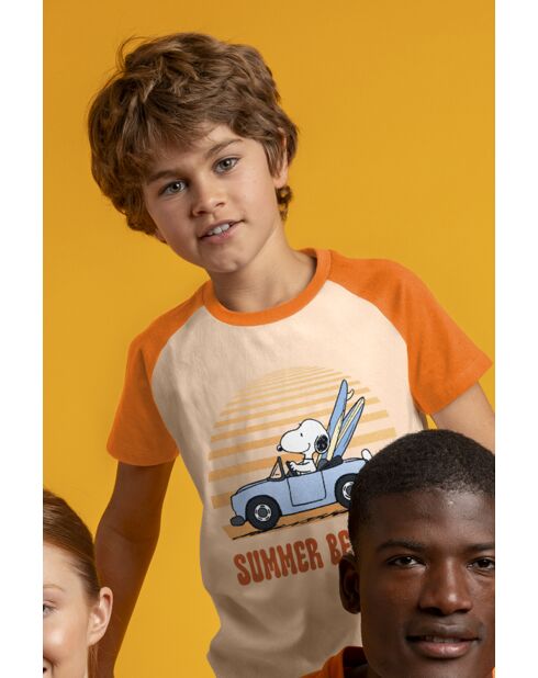 Pigiama estivo a maniche corte arancione Peanuts Beagle